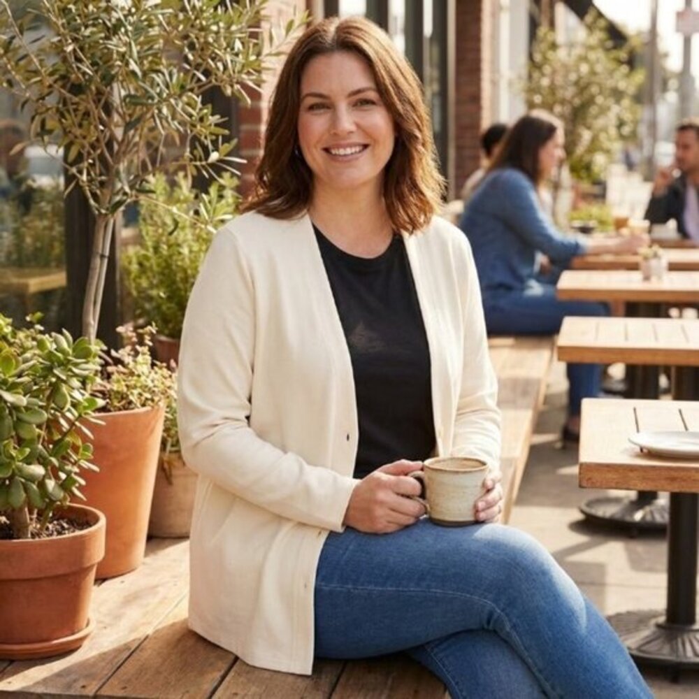 Coldwater Creek XL Cream Button Front Cardigan Sweater Soft Knit